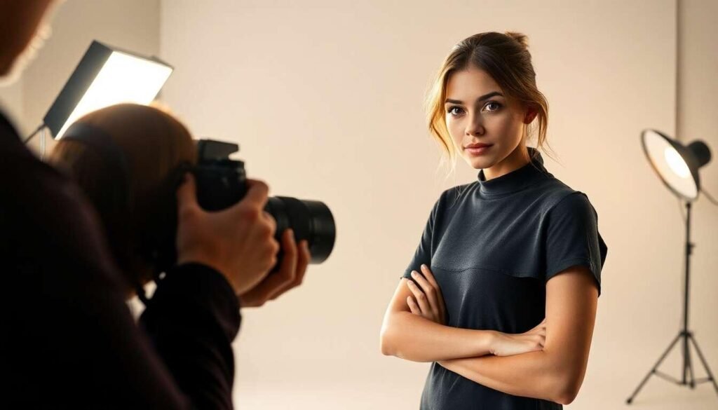 Portrait en studio réalisé par un photographe professionnel à Villeneuve-Loubet avec éclairage maîtrisé