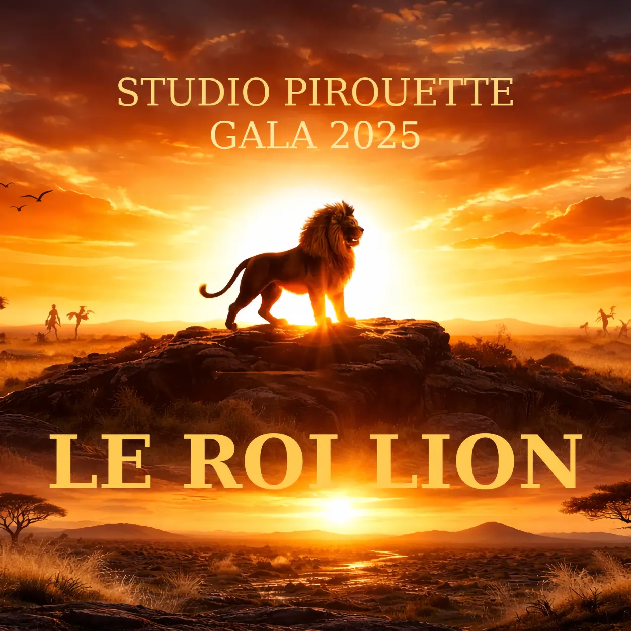 Affiche du spectacle de danse Le Roi Lion présenté par Studio Pirouette lors du gala 2025.