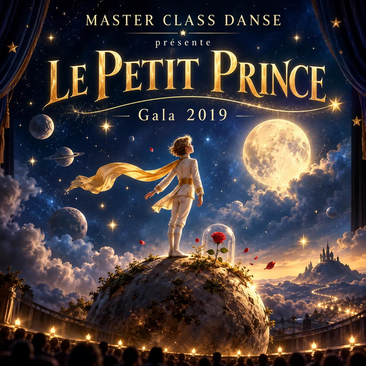 Affiche du spectacle de danse Le Petit Prince présenté par Master Class Danse en 2019, dans un univers poétique et onirique.