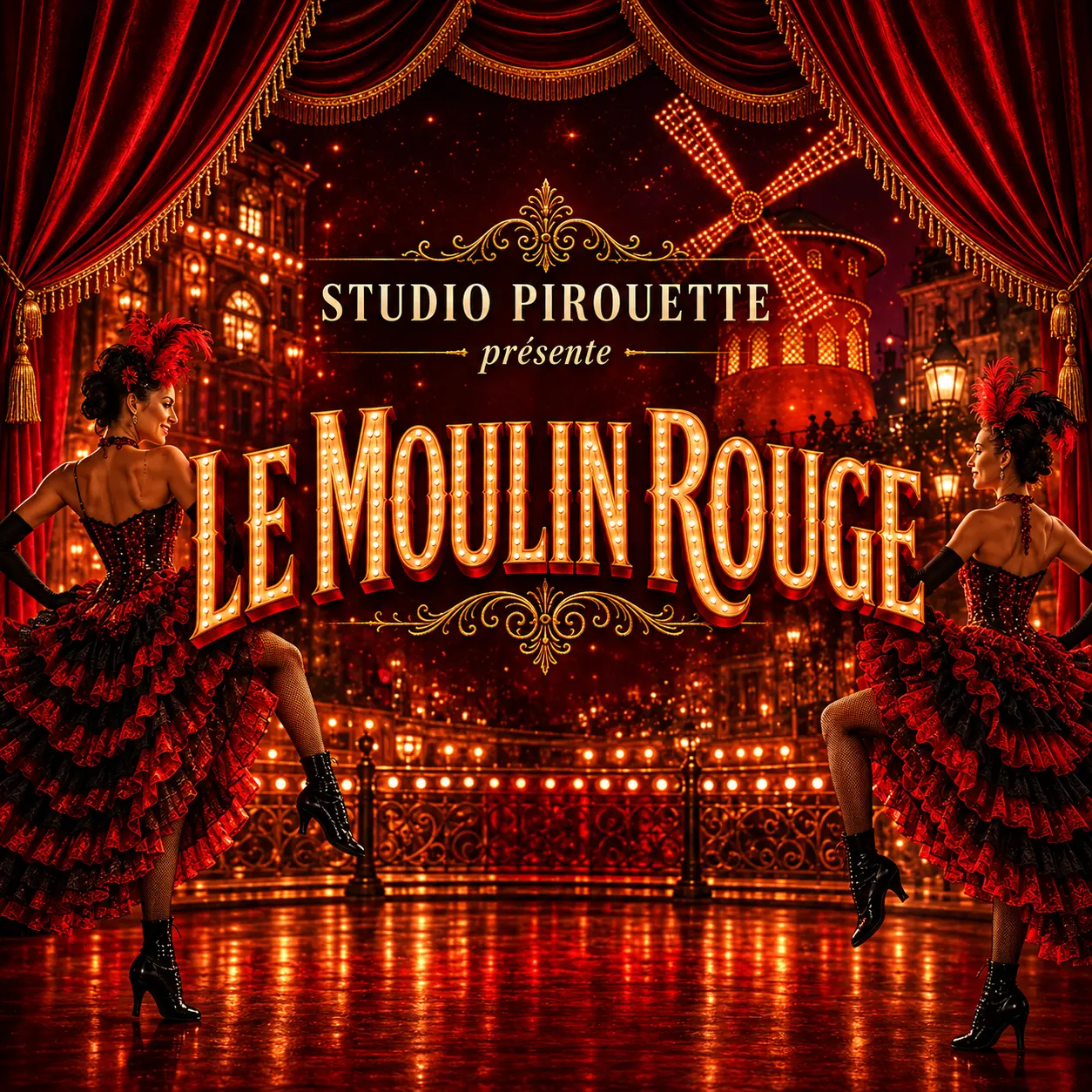 Affiche du spectacle de danse Le Moulin Rouge présenté par Studio Pirouette.